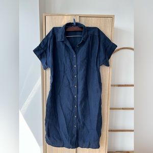 J. CREW Navy Baird McNutt Irish Linen Shirtdress Relaxed-fit, Size S